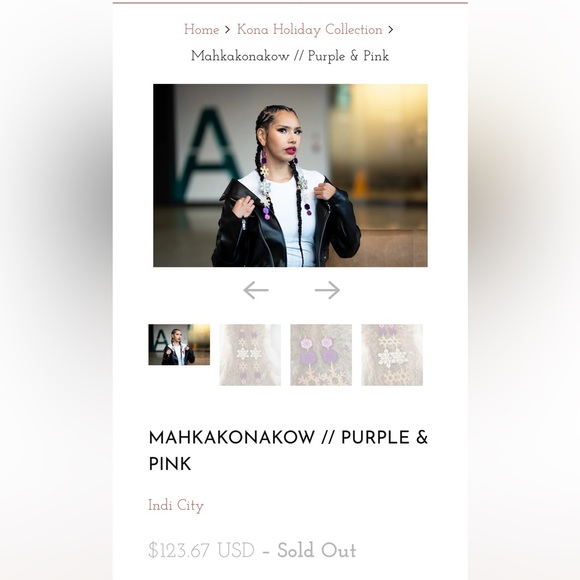 Indi City MAHKAKONAKOW Purple and Pink holiday statement earrings - Picture 6 of 17